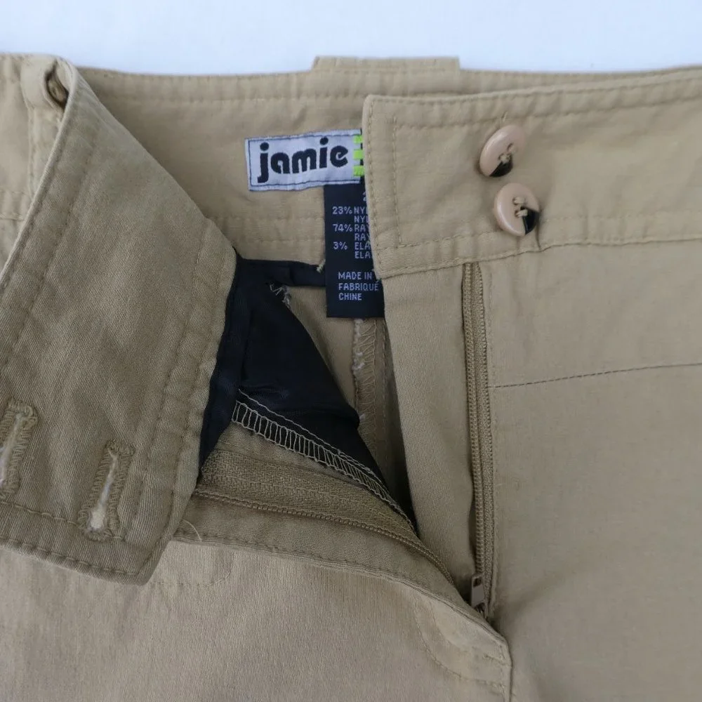 Jamie Sadock Shorts Gold Bermuda Tan Stretch Zip Pockets 8 inch Inseam 2